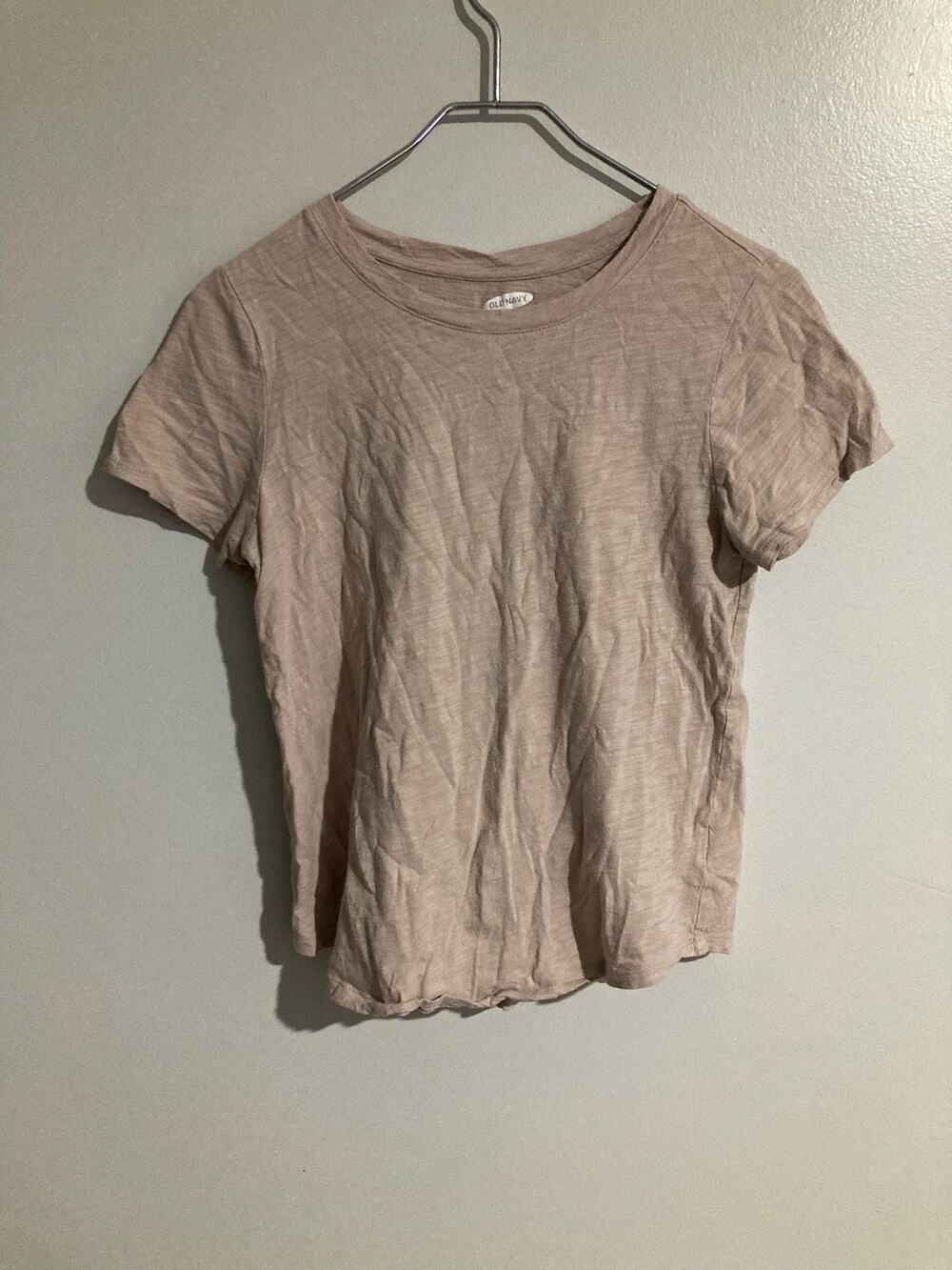 Old Navy T-Shirt Womens S Beige Crew Neck Short Sleeve 100% Cotton Basic